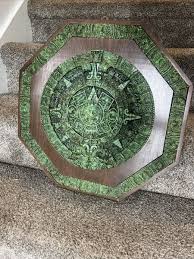 Vintage Aztec Mayan Calendar Sun Dial Malachite Green Chip ...