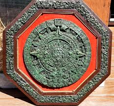 Vintage Aztec Mayan Sun Calendar Crushed Malachite Sunstone ...