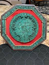 12" Vintage Framed Crushed Turquoise Malachite Mayan Aztec ...