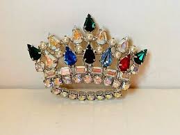 Vintage 1970s B. David Signed Crown Brooch Rhinestone Fruit Salad Brooch Pin | eBay