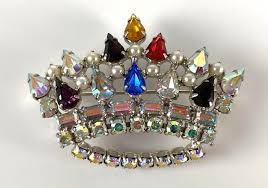 Sold at Auction: Sterling Silver David Rhinestone Crown Brooch