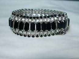 Vintage LaRel...Silver Tone,Clear & Black Rhinestones ...
