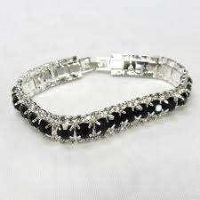 Black Rhinestone Crystal Bracelet Evening Bridal Wedding ...