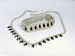 Vintage B David Demi Set of Necklace and Bracelet in Black ...