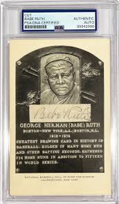 Rare Babe Ruth Signed Autograph, Hall of Fame Plaque ...
