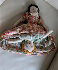 Antique Topsy Turvy handcrafted rag dolls with colorful ...