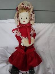 Vtg Porcelain Doll With Red Dress And Muff 18” | eBay