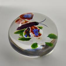 Antique Baccarat Butterfly Over Clematis Flower Glass ...