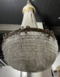 Antique Vintage Bronze French Crystal Beaded Basket ...