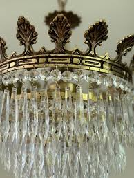 Antique Brass French PETITE Crystal Wedding Cake Chandelier ...