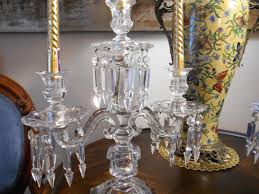 Breathtaking Antique Embossed Glass Candelabra Pair w ...