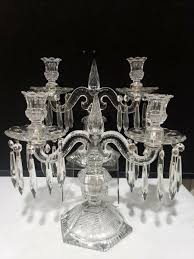 PAIR (2) Heisey Old Williamsburg Cut Crystal Candelabras ...