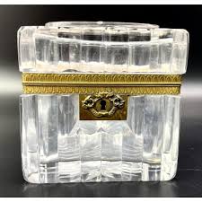 Lot - Antique Baccarat Style Glass Box with Craved Scene
