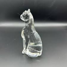 Vintage Cat Figurine Paperweight Clear Glass With Tucked Tail - Etsy Canada