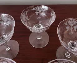 5 Set of Five Champagne Glasses Stems Grape & Vine Wintage ...