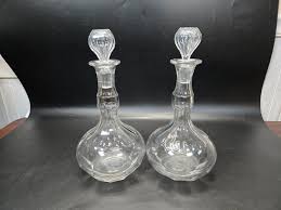 Matched Pair Early Antique Cut Crystal Decanters 1800s ...