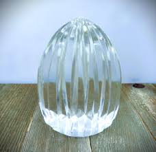 Solid Crystal Hand Cut Vertical Lines Egg Paperweight - Etsy