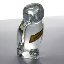 Baccarat Crystal Owl Paperweight W/ Original Box - Vintage ...