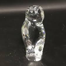 Lot - Baccarat France Glass Owl Sculpture
