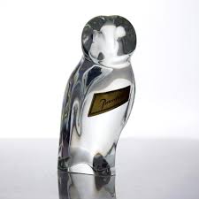Baccarat Crystal Owl Paperweight W/ Original Box - Vintage ...