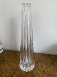 CLEAR CRYSTAL VINTAGE Fluted BUD VASE, 10” Tall | eBay