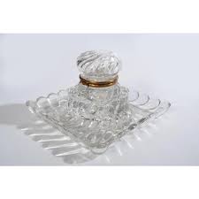 Early 20th Century Antique Signed Baccarat Bambous Swirl Crystal Ink Well | Chairish