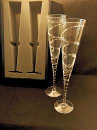 Stunning Heavy Crystal Godinger Spiral Champagne Flutes, Spiral Crystal Toasting Glasses in Exquisite Silver Enamel Case - Set of (2) - Etsy