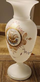 GORGEOUS ANTIQUE GOLD ENCRUSTED TALL BRISTOL GLASS VASE HAND ...