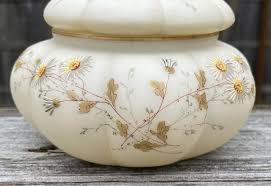 Signed Smith Brothers Art Glass Melon Ribbed Daisy Decorated ...