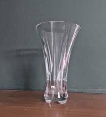 Vintage Vase Pressed Glass Fluted Ribbed with Faceted Base ...
