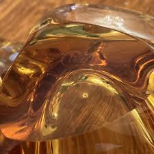 Chalet Canadian Amber Art Glass MCM Console Bowl Ashtray ...