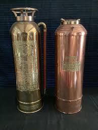 Lot - Pair of Antique Fire Extinguishers- One Brass, One Copper