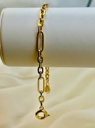 14k Gold Paperclip & Oval Link Bracelet - 7.5 Inch - Etsy Israel