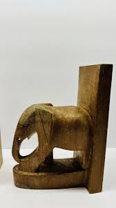Vintage Hand Carved Wood Elephant Bookends 8" Tall | eBay