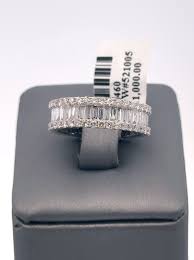 14k White Gold 3.25CT Baguette Cut Diamond Eternity Band 4.5g Size 7 S