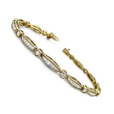 4.50ct Round & Baguette Diamond Tennis Bracelet 14k Yellow ...