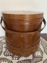Antique Wooden Firkin Sugar Bucket Tapered Banded Wood ...