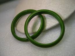 Vintage Lot of 4 Green Bakelite Bracelets, One Marbled End ...