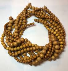 16" Strand of Nangka Wood Round Beads. Natural Mustard ...