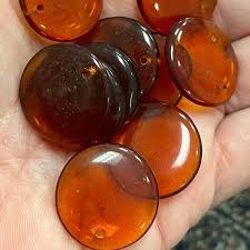 10 Vintage Amber Coin Glass Pendants - Etsy
