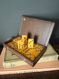 Vintage Domino Set in Leather Book Case (28 Total) - Etsy Norway