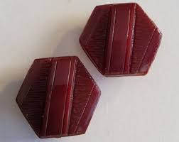 Vintage Pair Hexagonal Shaped Art Deco Glass Buttons. - Etsy
