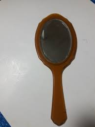 Vintage Art Deco Style Celluloid Hand Held Beveled Mirror 13 ...