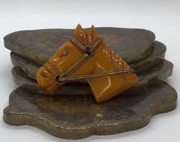 Vtg. Bakelite Hand-Carved Butterscotch Horse Head Brooch | eBay