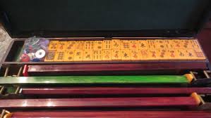 老式MAHJONG 套装盒~ 芯片~ 152 游戏瓷砖~ 5 架1950 ES LOWE 纽约独家| eBay