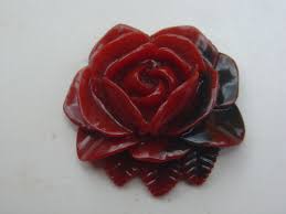Vintage Carved Early Plastic Rose Flower Pendant Bag String ...