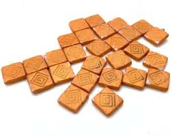 Funky Painted Sandstone Diamond Top Drilled Geometric Orange ...