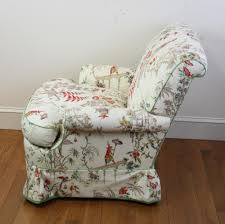 Sold at Auction: Chintz Upholstered Armchair with Asian Motif