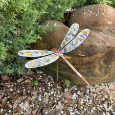Enamel Copper Dragonfly Garden Stake: Colorful Metal Yard Art - Etsy