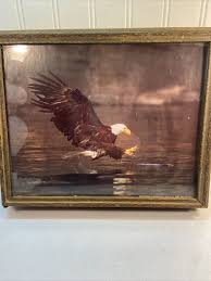 Vtg 50's USA PatriotIc Bald Eagle Fishing Wood Jewelry Trinket Stash Box Mirror | eBay